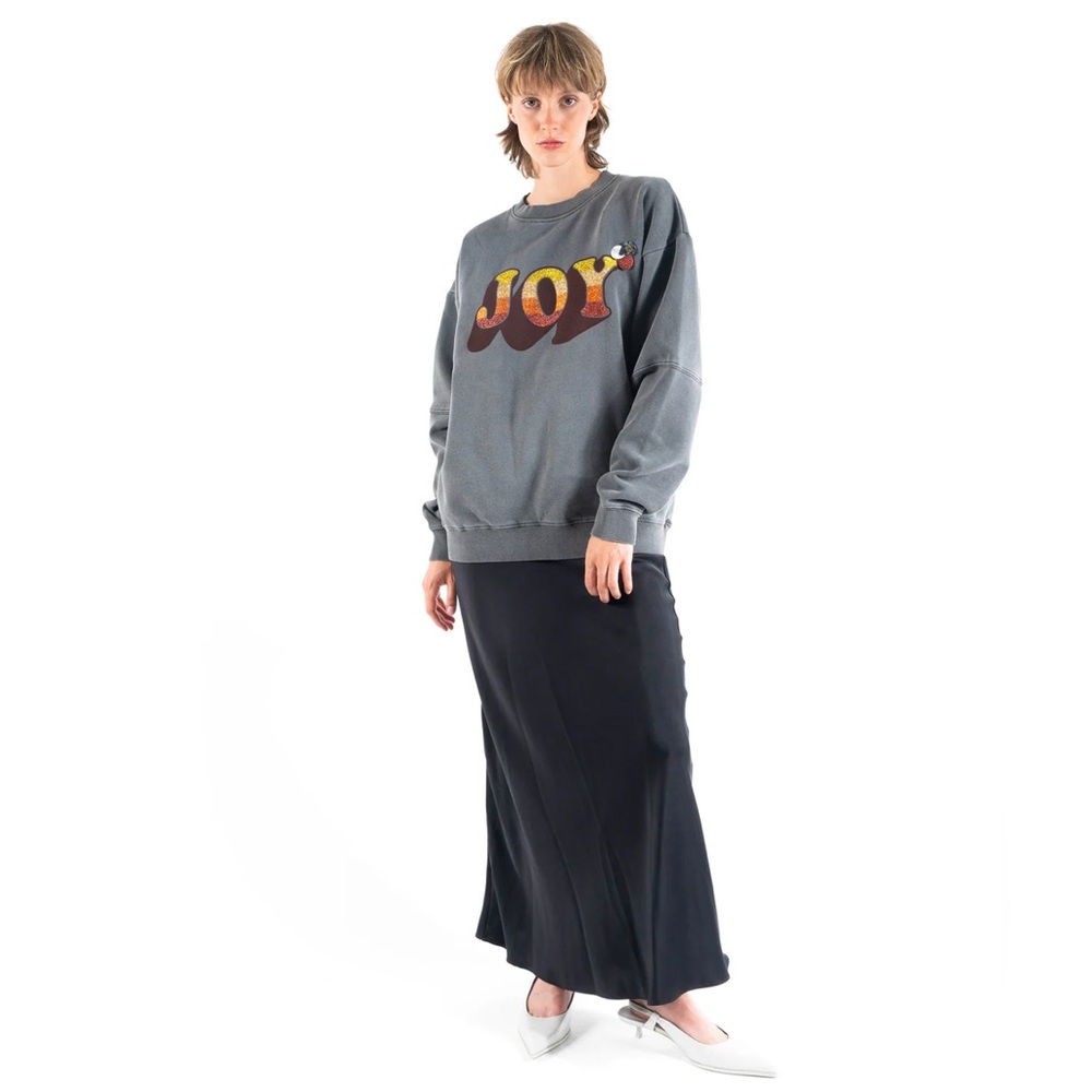 Newtone Sweatshirt Women 0 Gray JOY FW24 Roller Pepper Crew Buttons Cropped $216